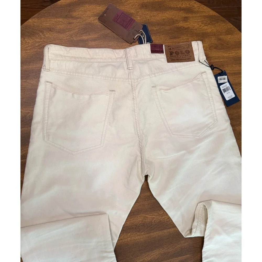 NWT Polo Ralph Lauren Varick Slim 625 Jeans Men's 34x32 Classic Soft White